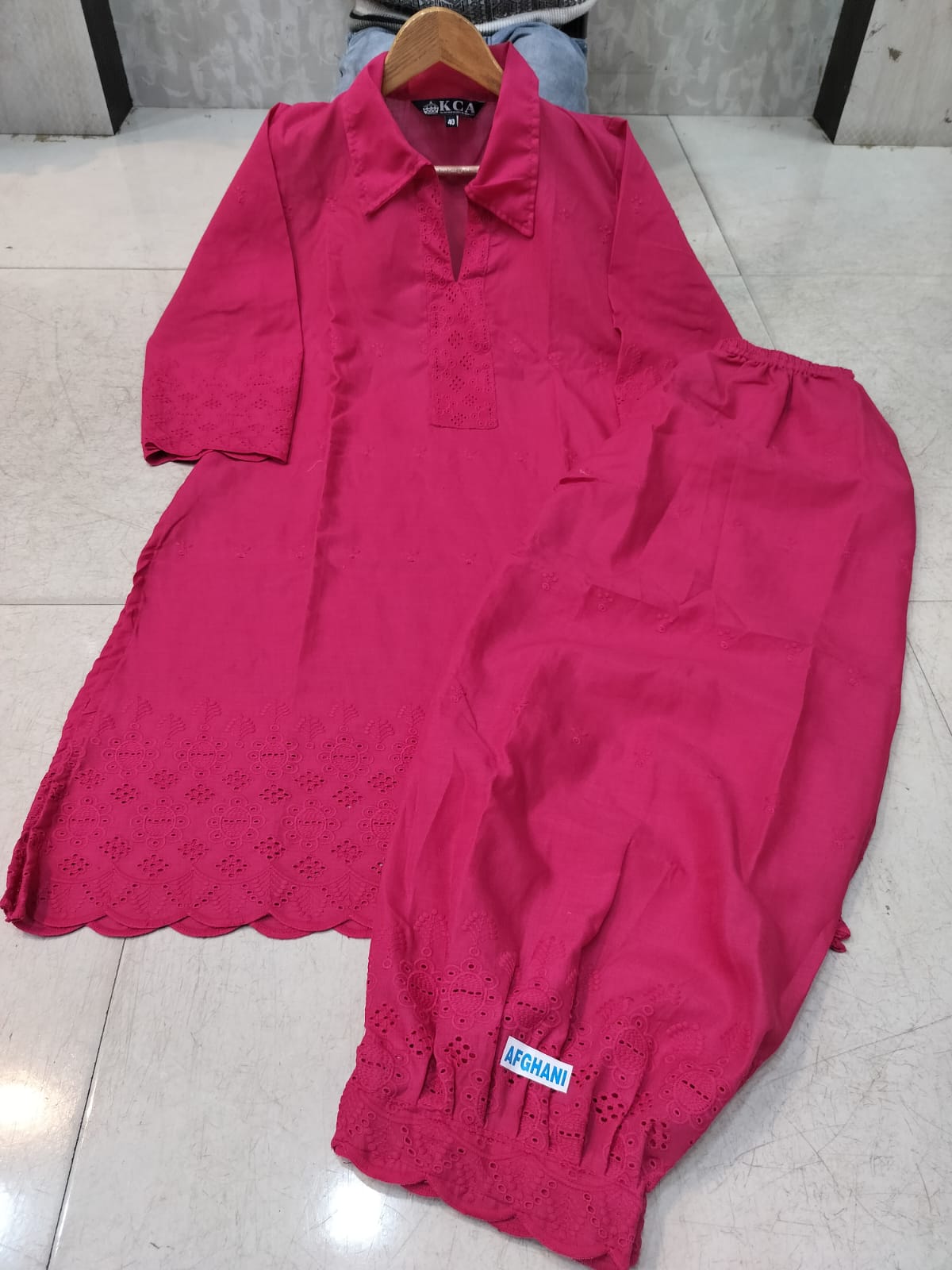 Chikankari Afghani Salwar Kurti Coord Set