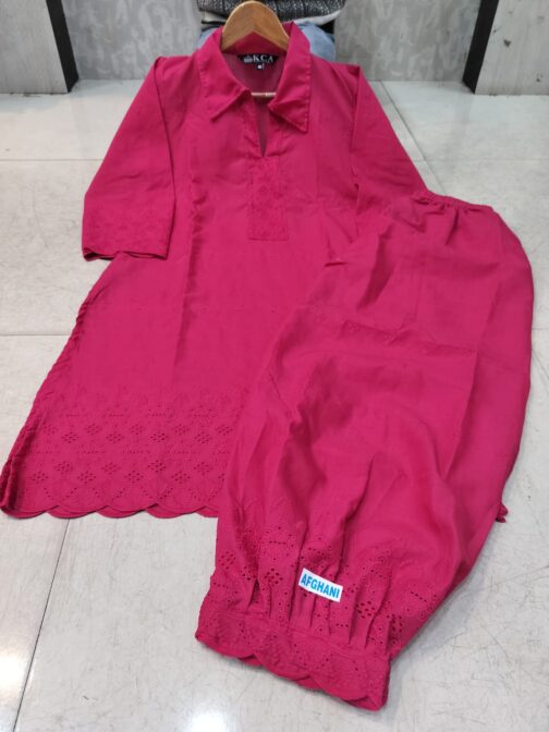 Chikankari Afghani Salwar Kurti Coord Set - Image 2