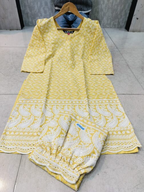 Lucknowi Chikankari Afghani Salwar Kurti Set - Image 2