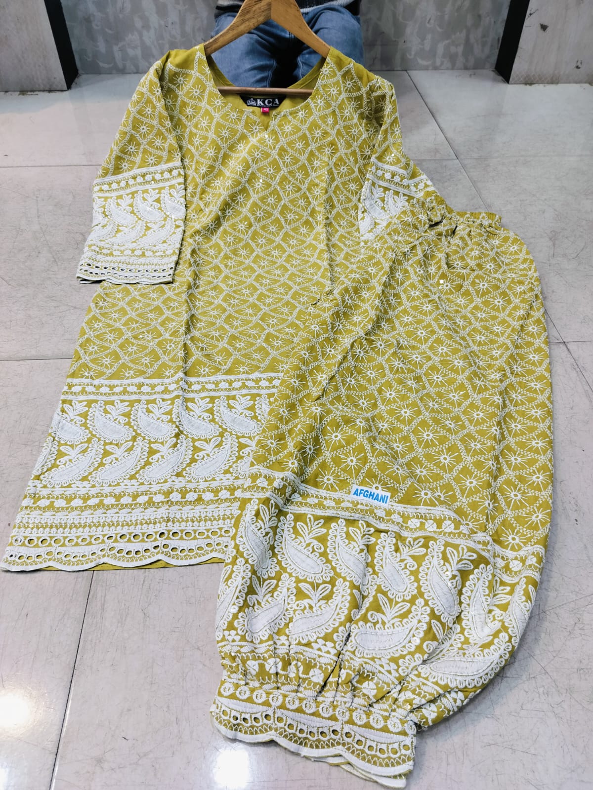 Lucknowi Chikankari Afghani Salwar Kurti Set