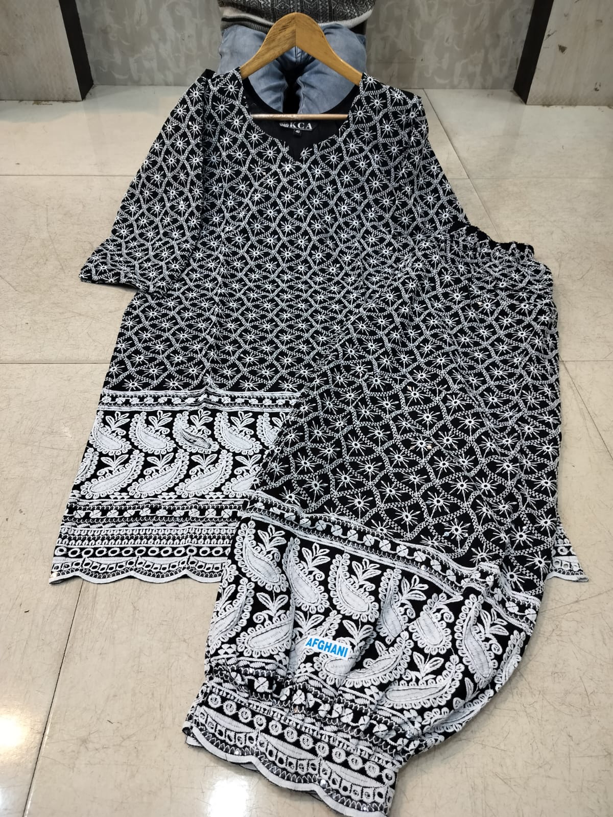 Lucknowi Chikankari Afghani Salwar Kurti Set