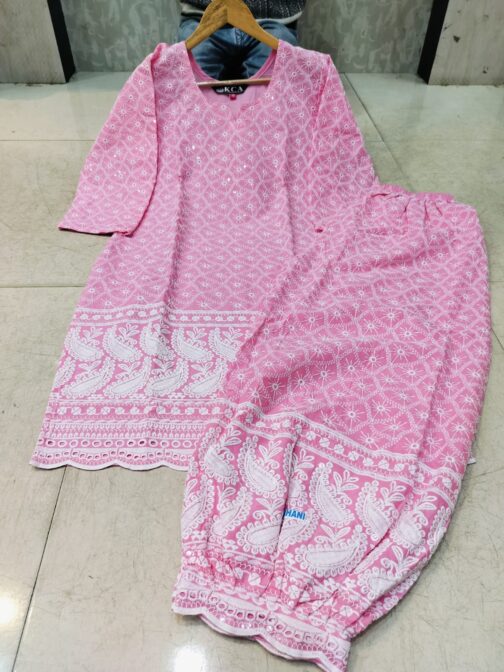 Lucknowi Chikankari Afghani Salwar Kurti Set