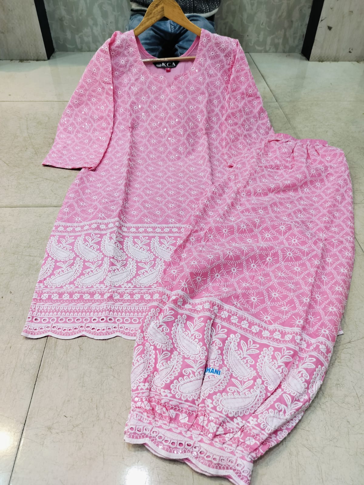Lucknowi Chikankari Afghani Salwar Kurti Set
