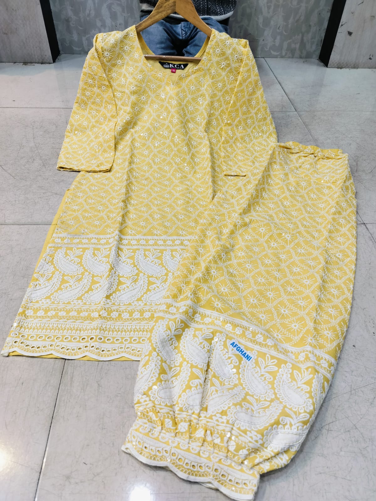 Lucknowi Chikankari Afghani Salwar Kurti Set
