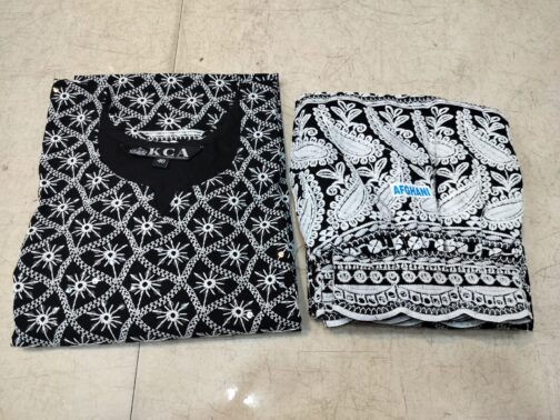 Lucknowi Chikankari Afghani Salwar Kurti Set - Image 3