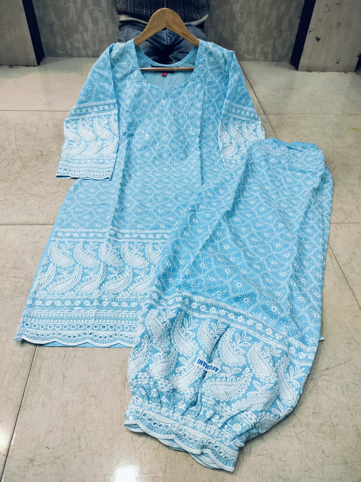 Lucknowi Chikankari Afghani Salwar Kurti Set