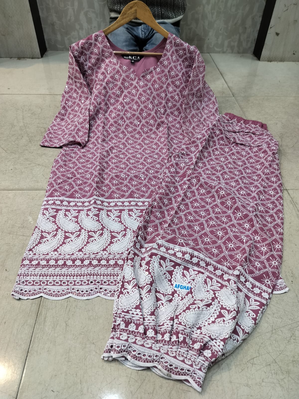 Lucknowi Chikankari Afghani Salwar Kurti Set