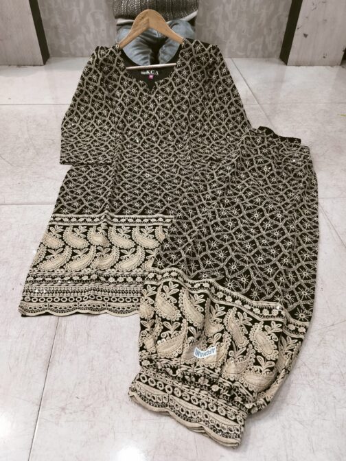 Lucknowi Chikankari Afghani Salwar Kurti Set