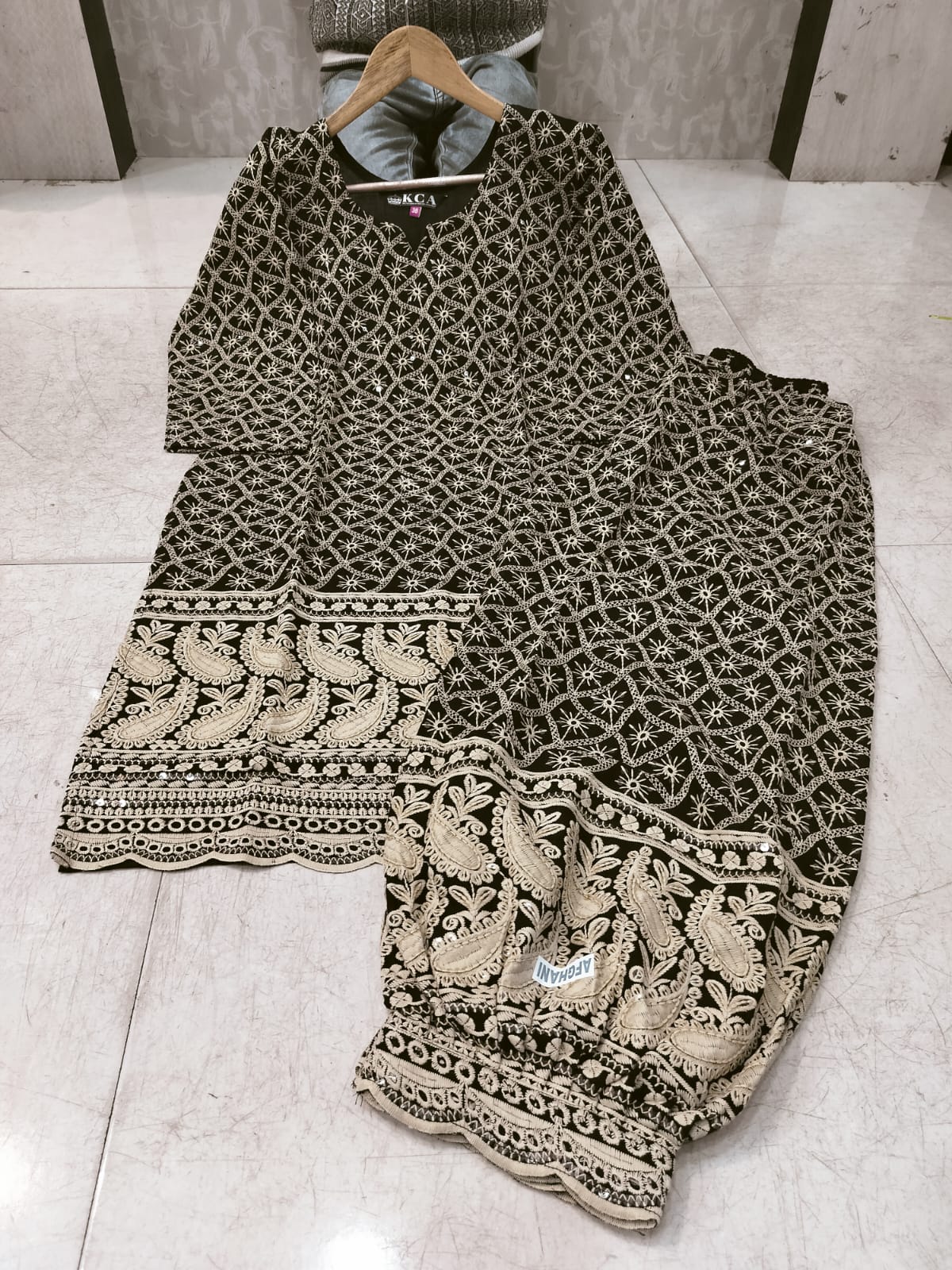 Lucknowi Chikankari Afghani Salwar Kurti Set
