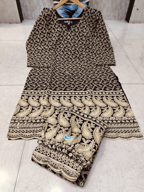 Lucknowi Chikankari Afghani Salwar Kurti Set - Image 2