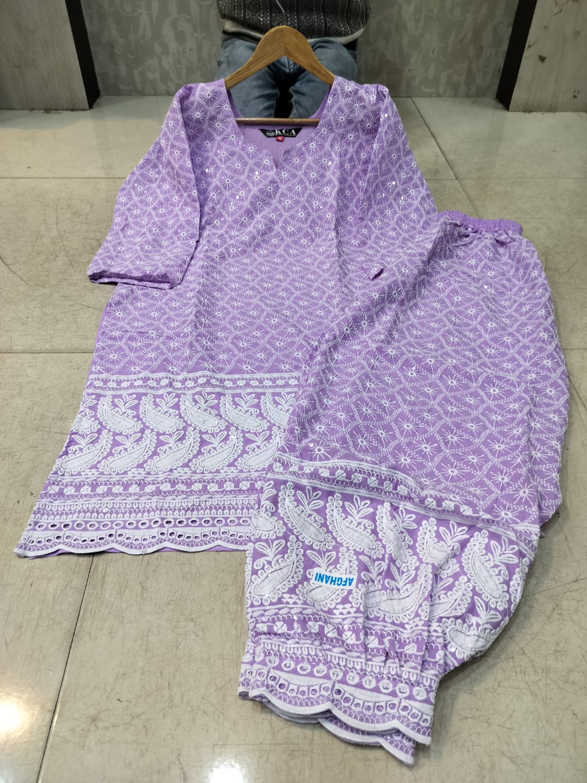 Lucknowi Chikankari Afghani Salwar Kurti Set