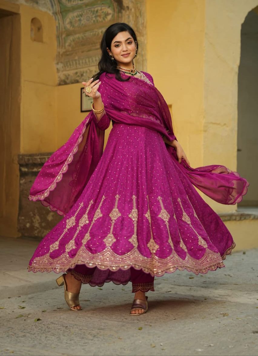 Pure Crepe Designer Anarkali - Image 2