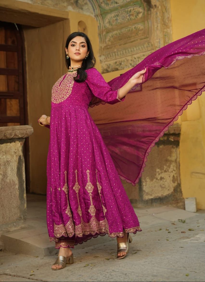 Pure Crepe Designer Anarkali - Image 4