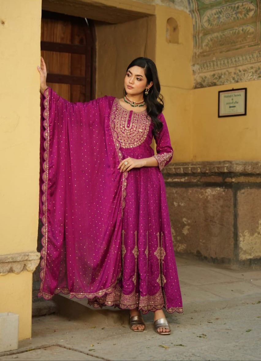 Pure Crepe Designer Anarkali