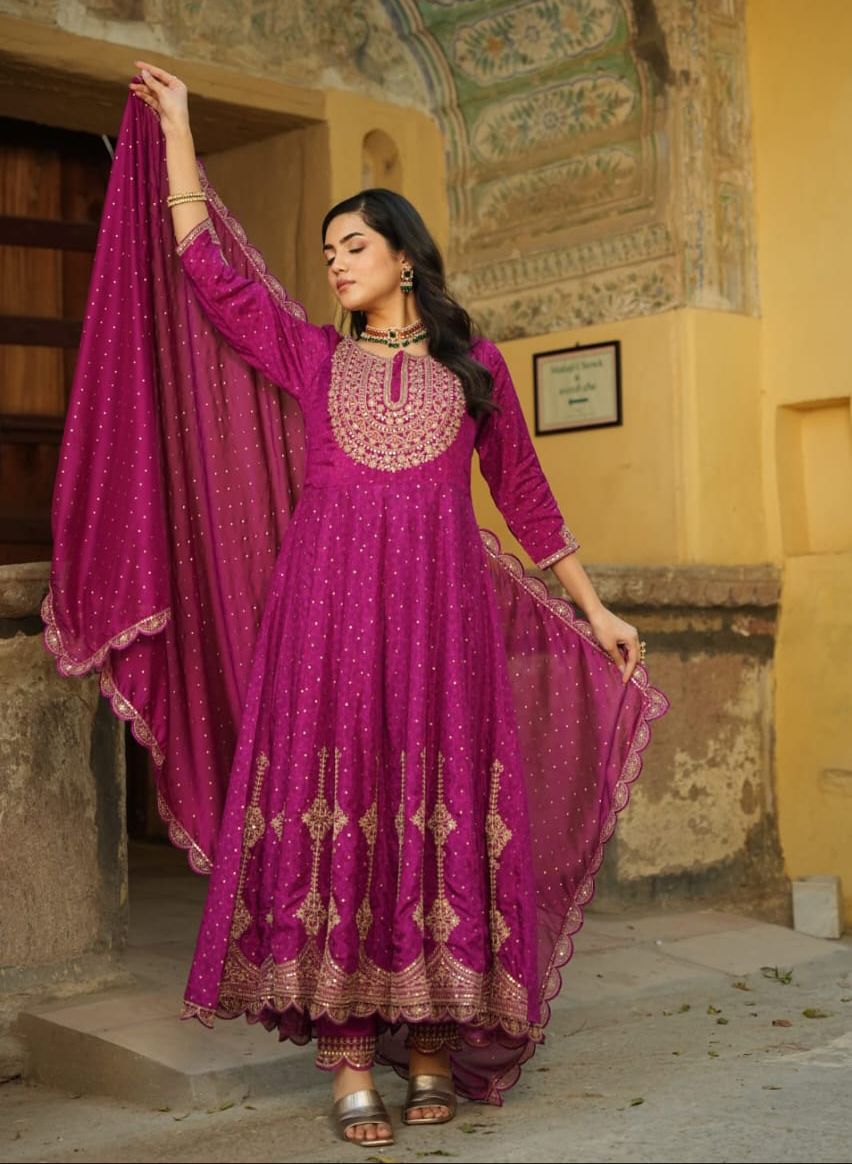 Pure Crepe Designer Anarkali - Image 3