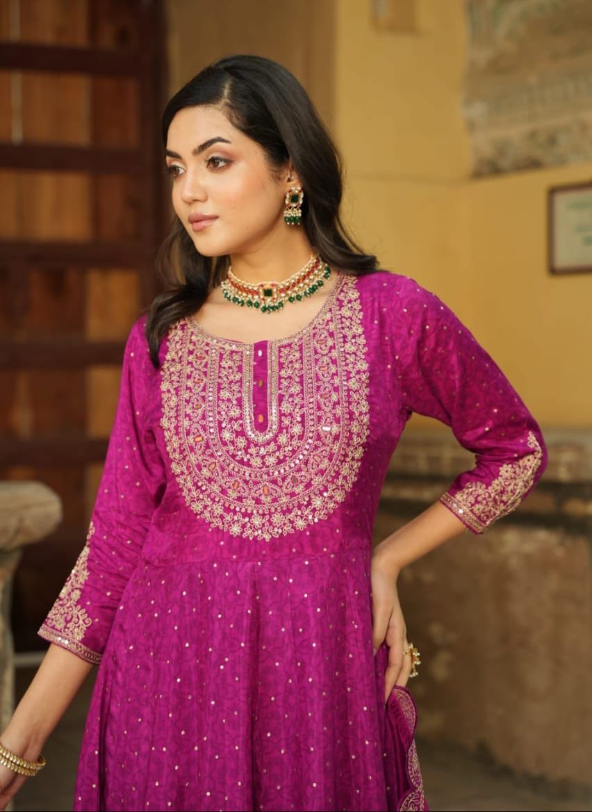 Pure Crepe Designer Anarkali - Image 5