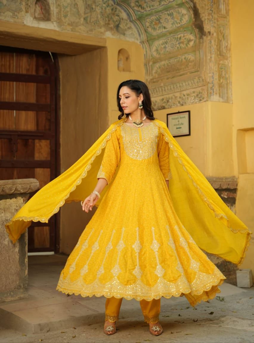 Pure Crepe Designer Anarkali - Image 2
