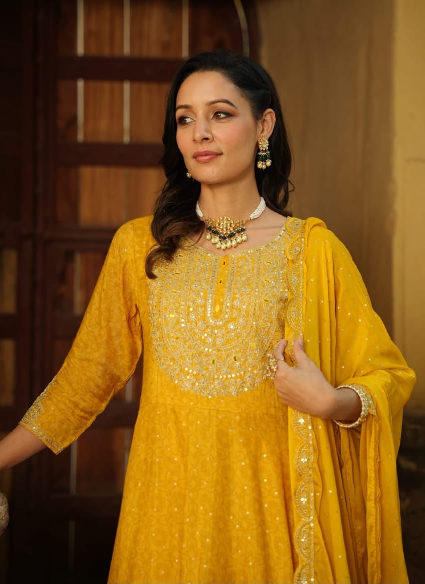 Pure Crepe Designer Anarkali - Image 3