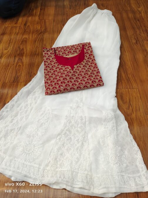 Chikankari Kurti Georgette Sharara - Image 4