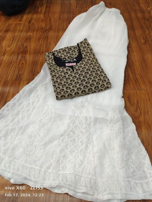 Chikankari Kurti Georgette Sharara - Image 5