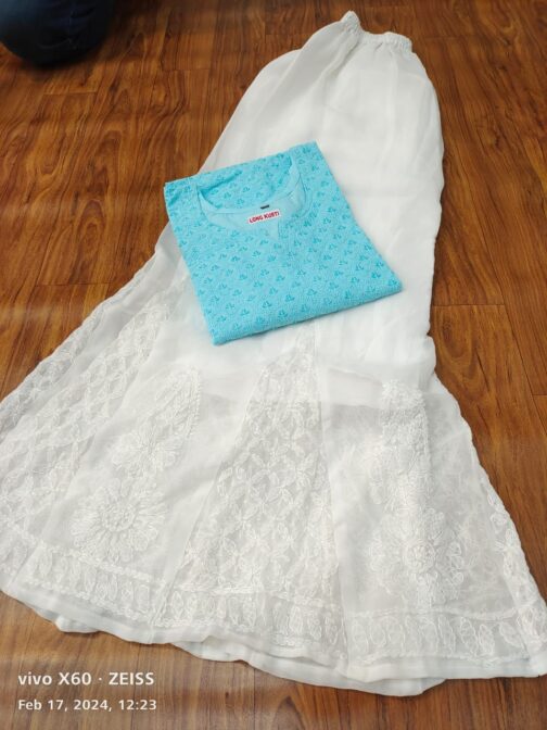 Chikankari Kurti Georgette Sharara - Image 2
