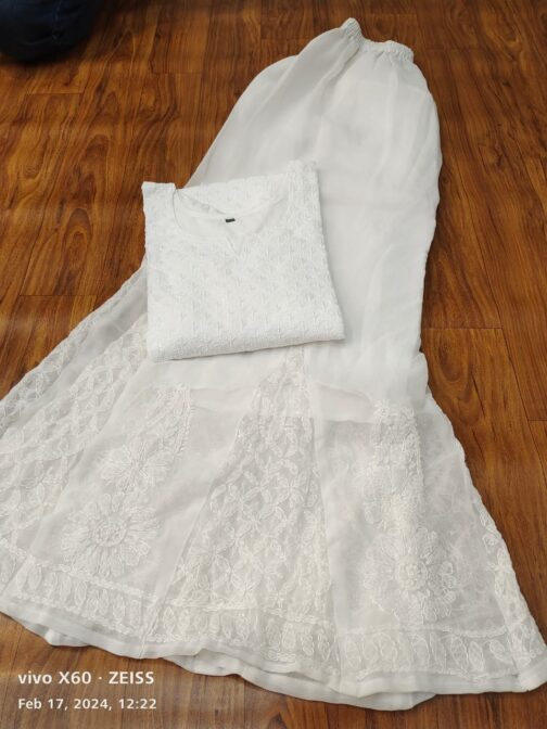 Chikankari Kurti Georgette Sharara - Image 6