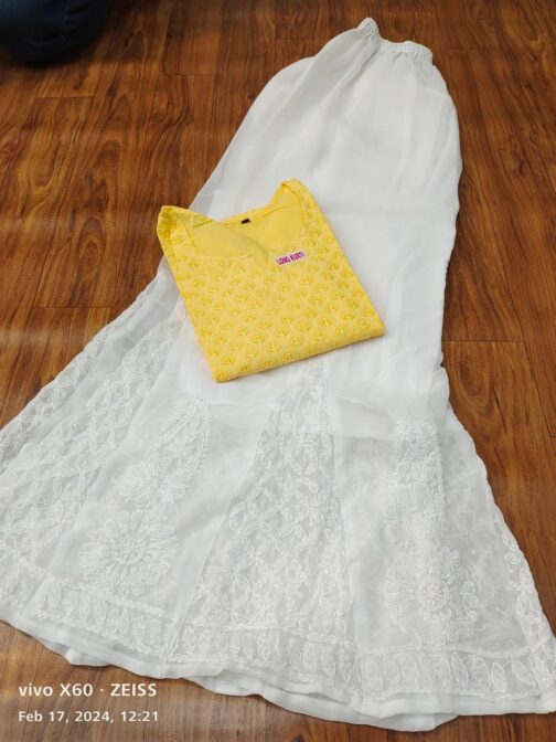 Chikankari Kurti Georgette Sharara - Image 7