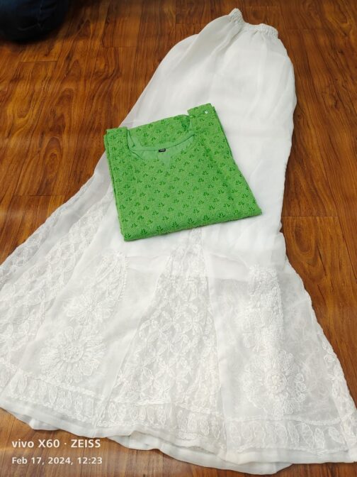 Chikankari Kurti Georgette Sharara - Image 8