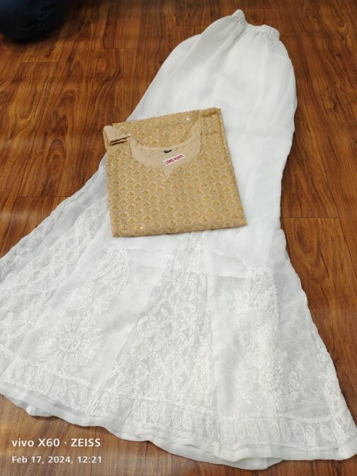 Chikankari Kurti Georgette Sharara - Image 10