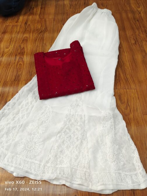 Chikankari Kurti Georgette Sharara - Image 11