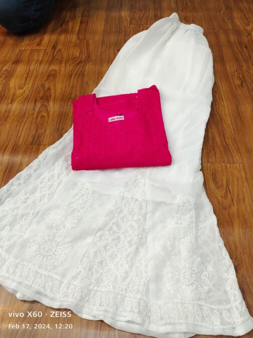 Chikankari Kurti Georgette Sharara - Image 13
