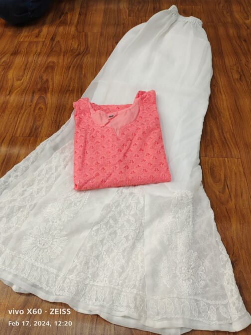 Chikankari Kurti Georgette Sharara - Image 14