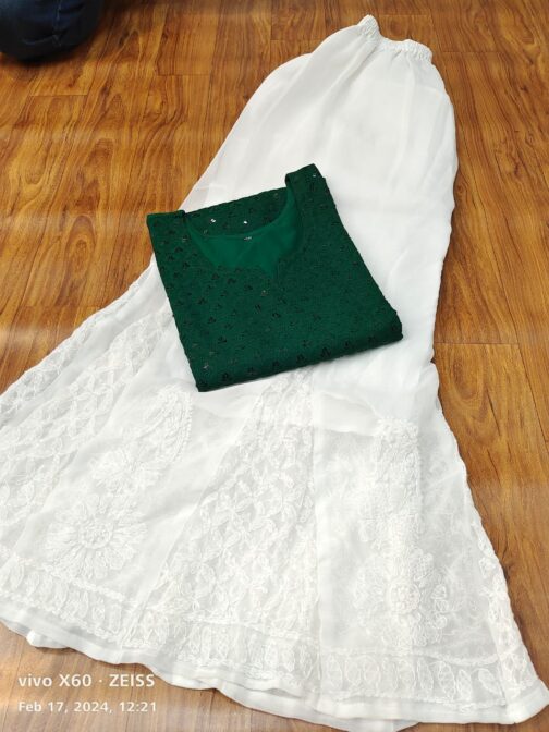 Chikankari Kurti Georgette Sharara - Image 15