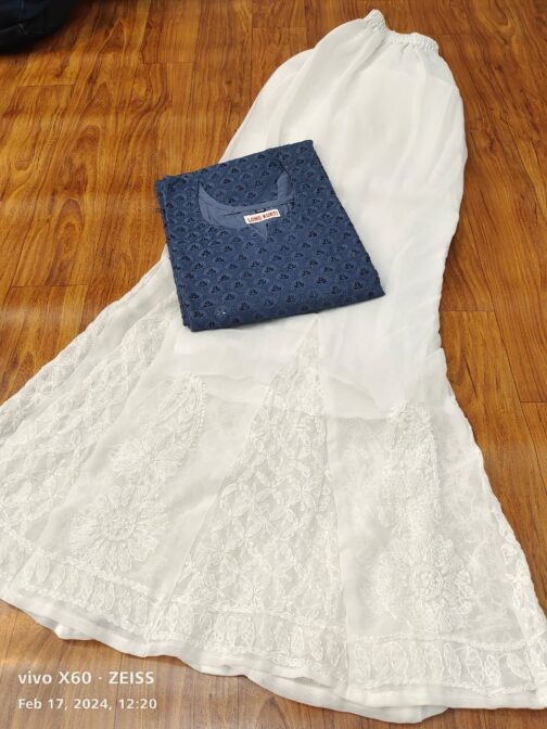 Chikankari Kurti Georgette Sharara - Image 16