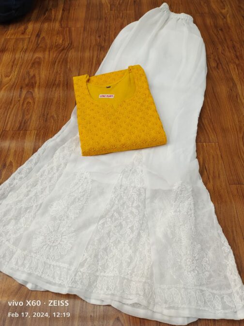 Chikankari Kurti Georgette Sharara - Image 17