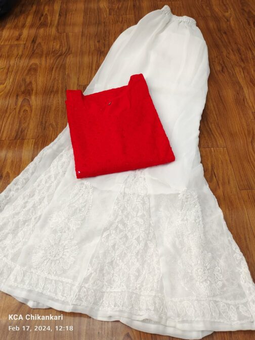 Chikankari Kurti Georgette Sharara - Image 19