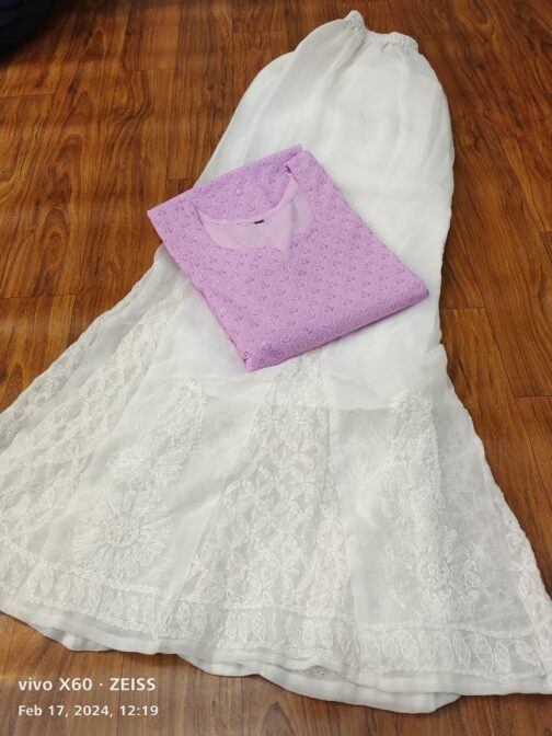Chikankari Kurti Georgette Sharara - Image 3