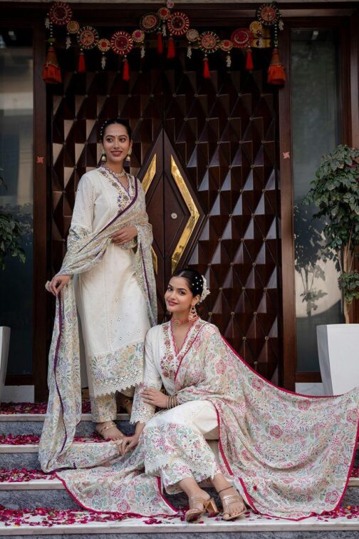 Beautiful Three Piece With Thread Work - Image 4