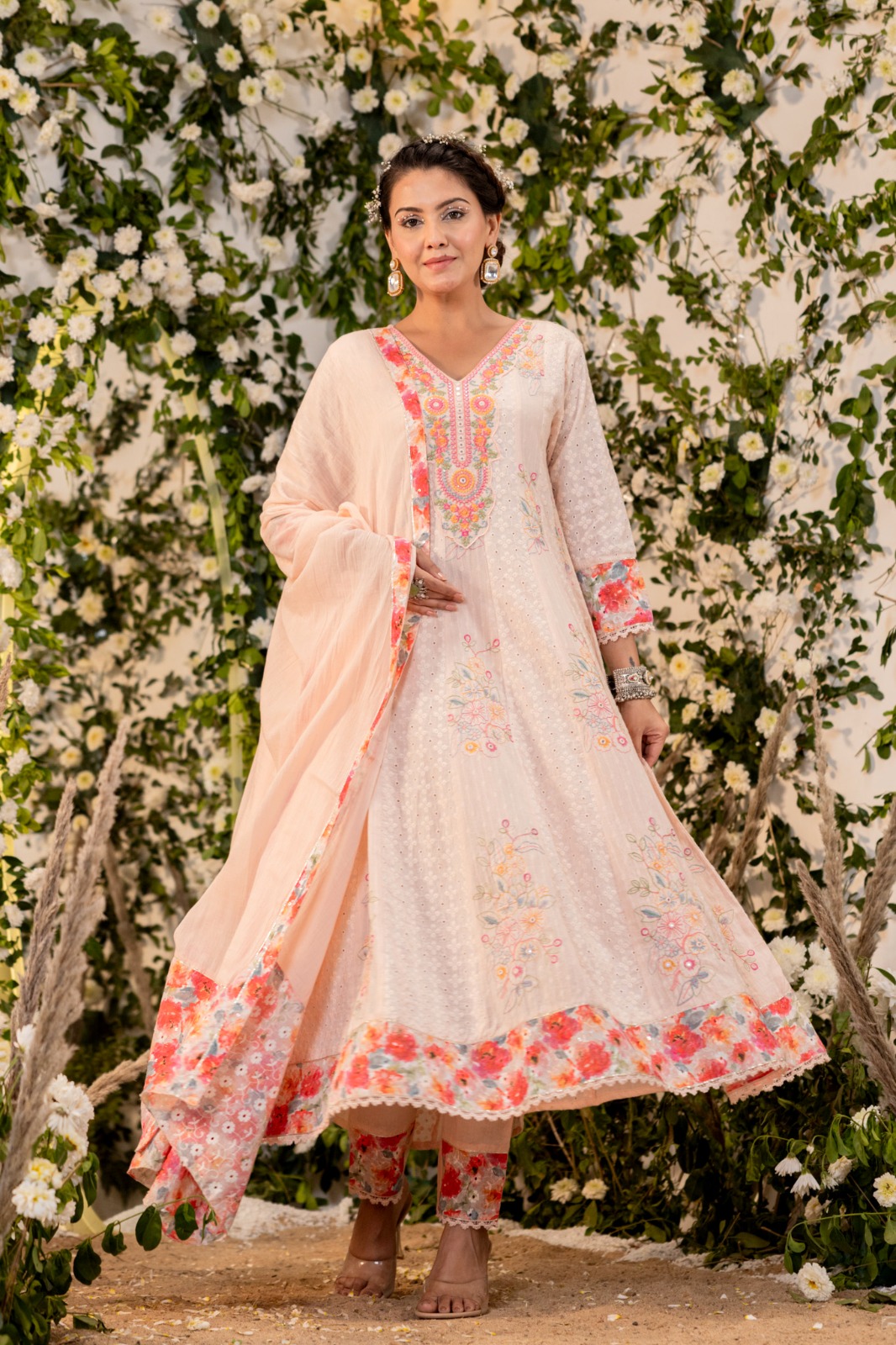 Anarkali Kurti With Digital Print & Embroidery