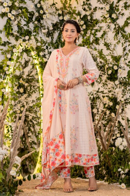 Anarkali Kurti With Digital Print & Embroidery - Image 2