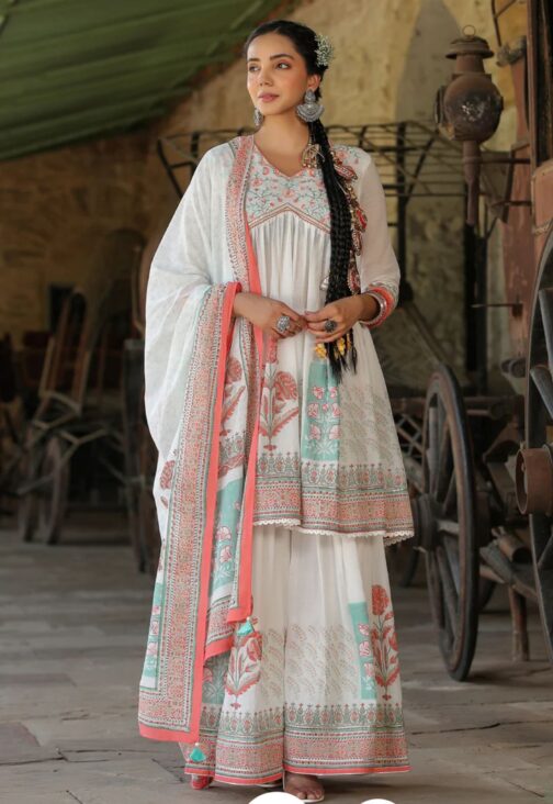 Beautiful Three Piece Peplum Style Kurti - Image 4
