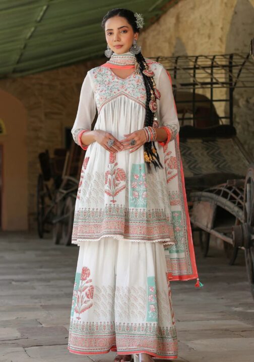 Beautiful Three Piece Peplum Style Kurti - Image 2