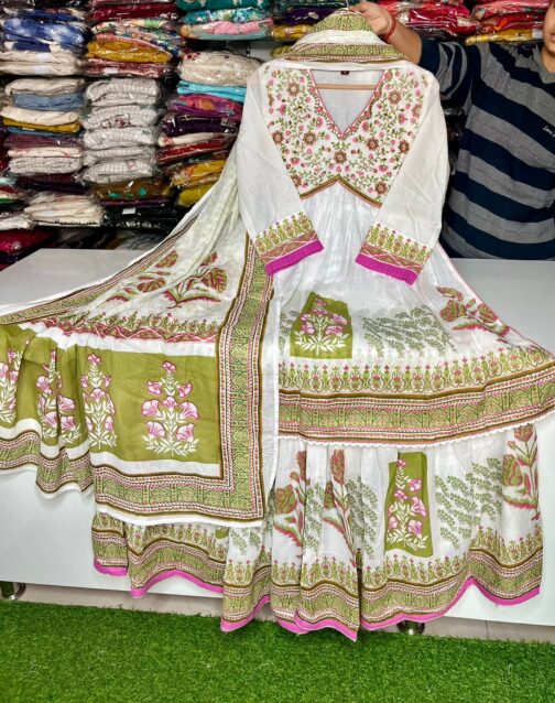 Beautiful Three Piece Peplum Style Kurti - Image 6