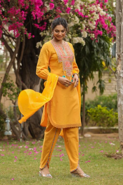 Beautiful Three Piece Set With Dhoti - Image 3