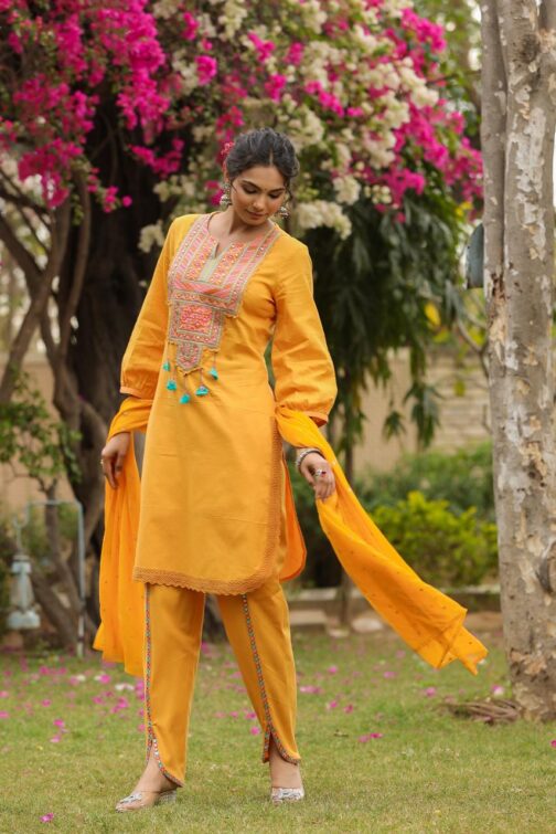 Beautiful Three Piece Set With Dhoti - Image 2