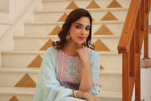 Designer Kurti Set With Afghani Pants - Image 6