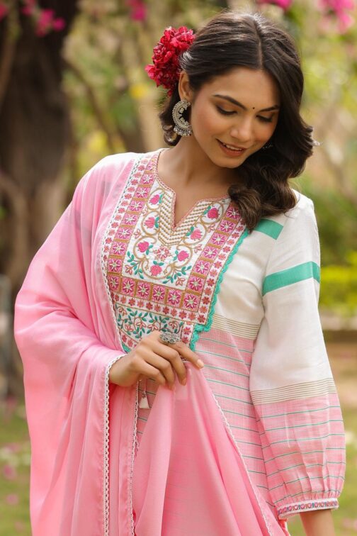 Bella - Beautiful 3 Piece Pure Cotton Apple Cut Suit - Image 3