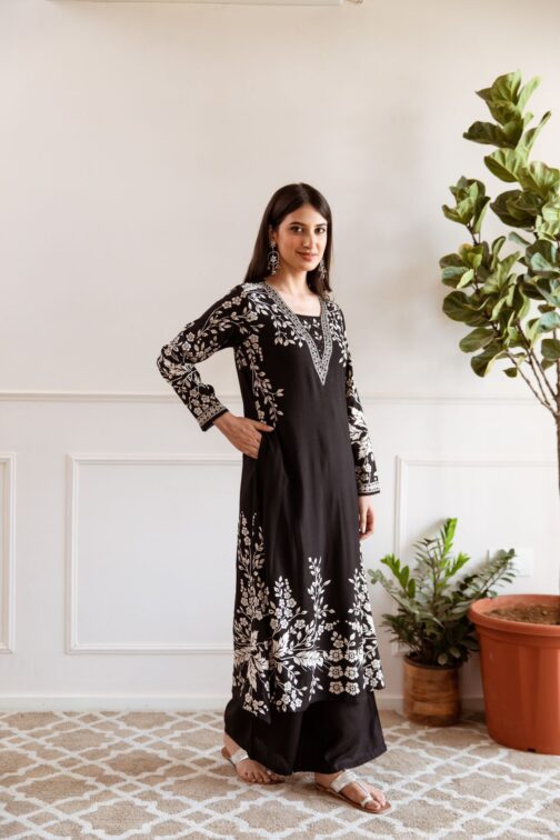 Sargun Black Printed Kurta Pant Set