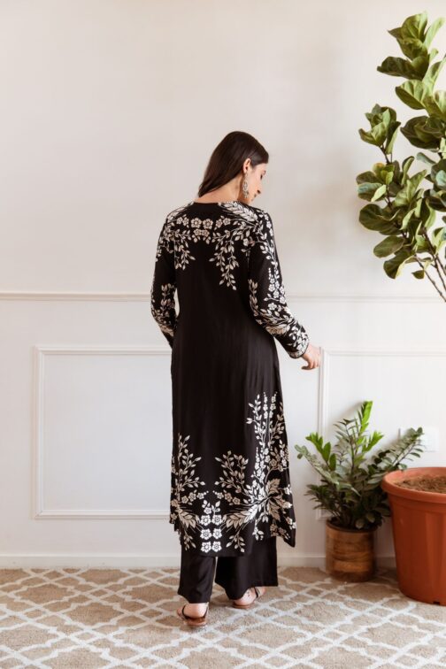 Sargun Black Printed Kurta Pant Set