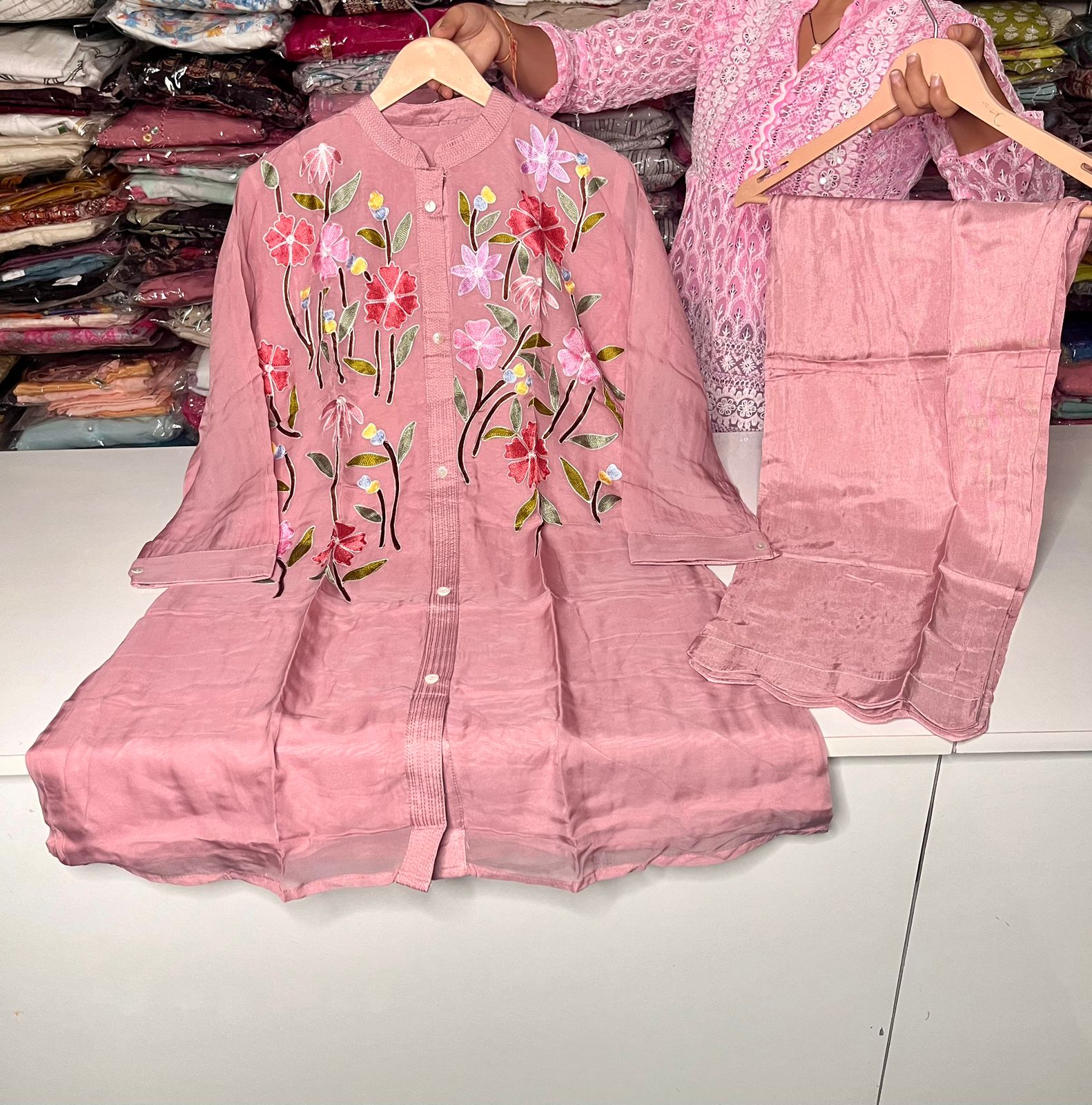 Pure Organza Embroidered Coord Set